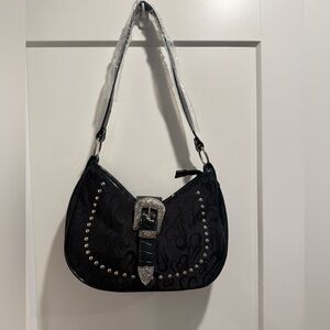 NWOT Black & silver accents‎ studded purse with heart design Shoulder Bag